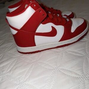 Nike Red and White High Top Basketball Sneakers